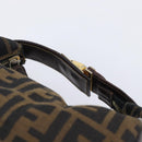 FENDI Zucca Canvas Vanity Hand Bag Black Brown Auth 201467-7