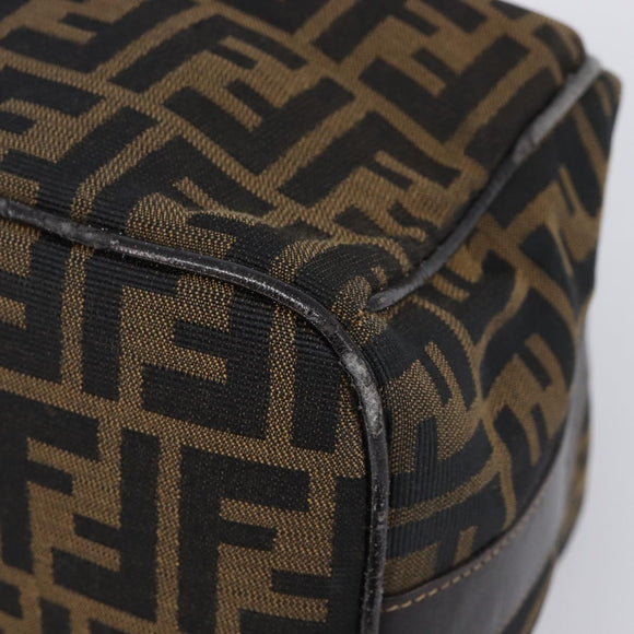 FENDI Zucca Canvas Vanity Hand Bag Black Brown Auth 201467