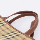BURBERRY Nova Check Hand Bag PVC Beige Gold Auth 201474V-8