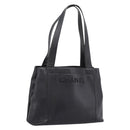 CHANEL Tote Bag Caviar Skin Black Silver CC Auth 201476-1
