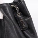 CHANEL Tote Bag Caviar Skin Black Silver CC Auth 201476-10