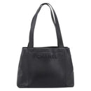 CHANEL Tote Bag Caviar Skin Black Silver CC Auth 201476-13
