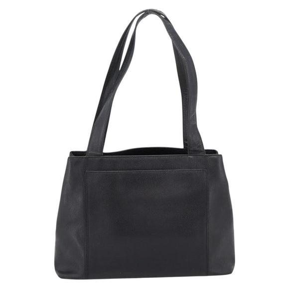 CHANEL Tote Bag Caviar Skin Black Silver CC Auth 201476