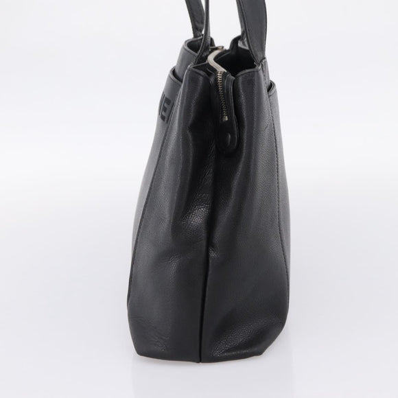 CHANEL Tote Bag Caviar Skin Black Silver CC Auth 201476