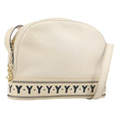 SAINT LAURENT Shoulder Bag Leather Beige Gold Auth 201477-1