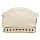 SAINT LAURENT Shoulder Bag Leather Beige Gold Auth 201477-2