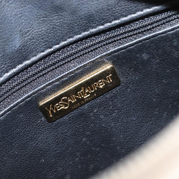 SAINT LAURENT Shoulder Bag Leather Beige Gold Auth 201477