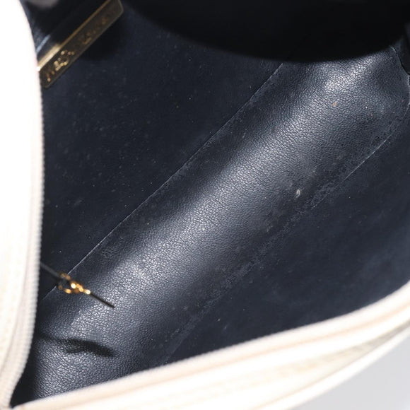 SAINT LAURENT Shoulder Bag Leather Beige Gold Auth 201477
