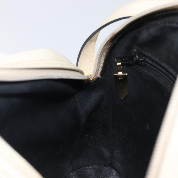 SAINT LAURENT Shoulder Bag Leather Beige Gold Auth 201477