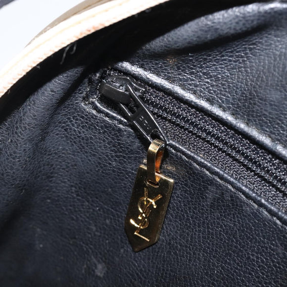 SAINT LAURENT Shoulder Bag Leather Beige Gold Auth 201477