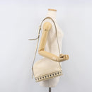 SAINT LAURENT Shoulder Bag Leather Beige Gold Auth 201477-27
