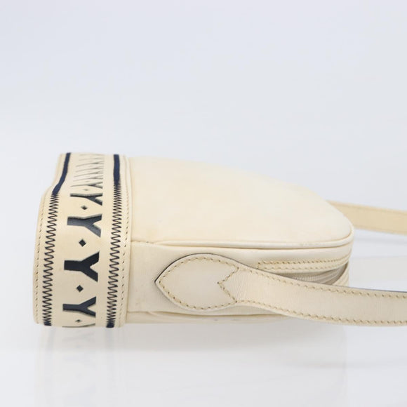 SAINT LAURENT Shoulder Bag Leather Beige Gold Auth 201477