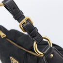 PRADA Shoulder Bag Nylon Black Gold Auth 201478V-14