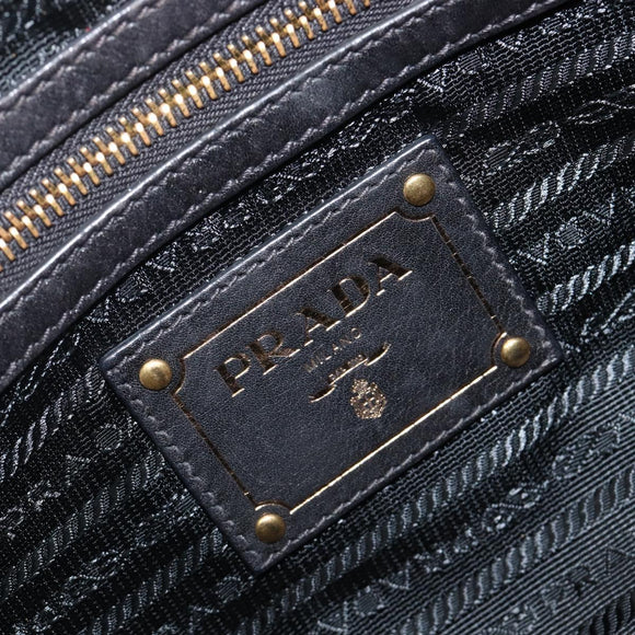 PRADA Shoulder Bag Nylon Black Gold Auth 201478V