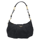 PRADA Shoulder Bag Nylon Black Gold Auth 201478V-2