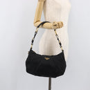 PRADA Shoulder Bag Nylon Black Gold Auth 201478V-24