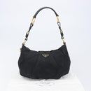 PRADA Shoulder Bag Nylon Black Gold Auth 201478V-25