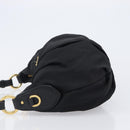 PRADA Shoulder Bag Nylon Black Gold Auth 201478V-5