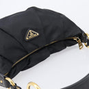 PRADA Shoulder Bag Nylon Black Gold Auth 201478V-6