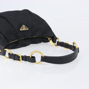 PRADA Shoulder Bag Nylon Black Gold Auth 201478V-7