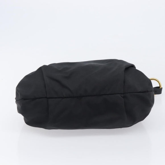 PRADA Shoulder Bag Nylon Black Gold Auth 201478V