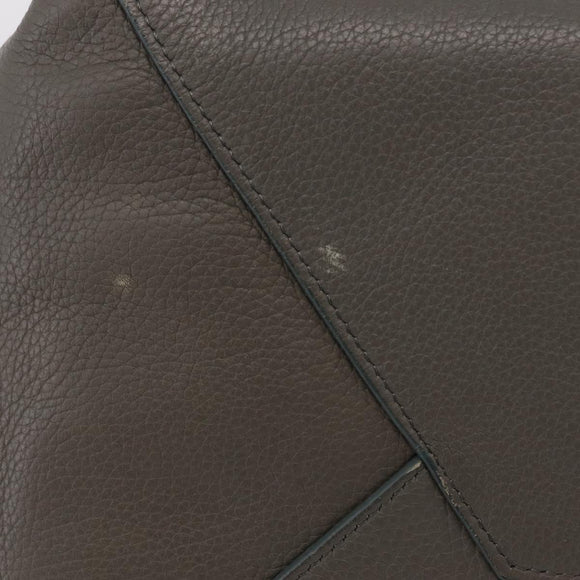 CELINE Cabas Phantom Tote Bag Leather Gray Silver Auth 201483