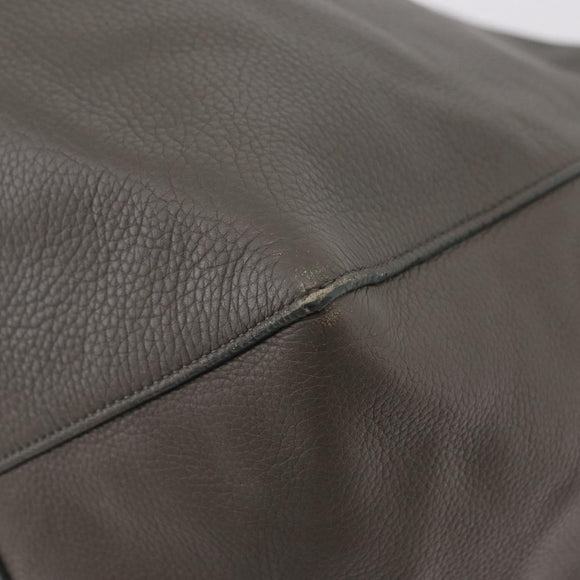 CELINE Cabas Phantom Tote Bag Leather Gray Silver Auth 201483