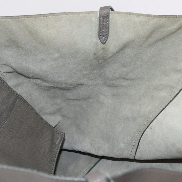 CELINE Cabas Phantom Tote Bag Leather Gray Silver Auth 201483
