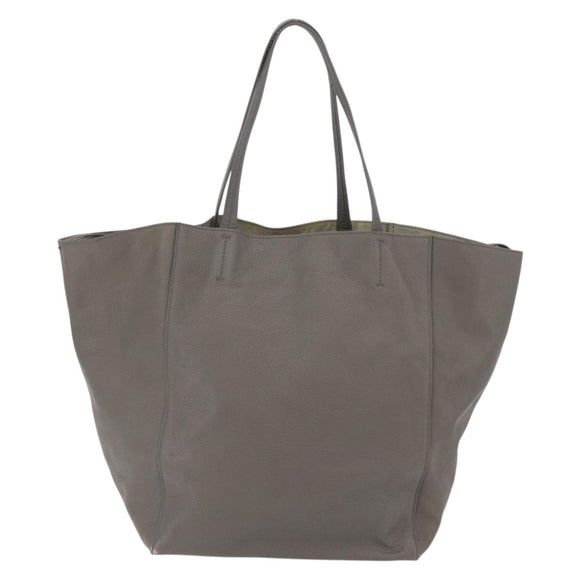 CELINE Cabas Phantom Tote Bag Leather Gray Silver Auth 201483