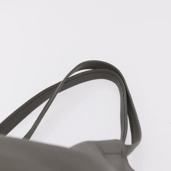 CELINE Cabas Phantom Tote Bag Leather Gray Silver Auth 201483