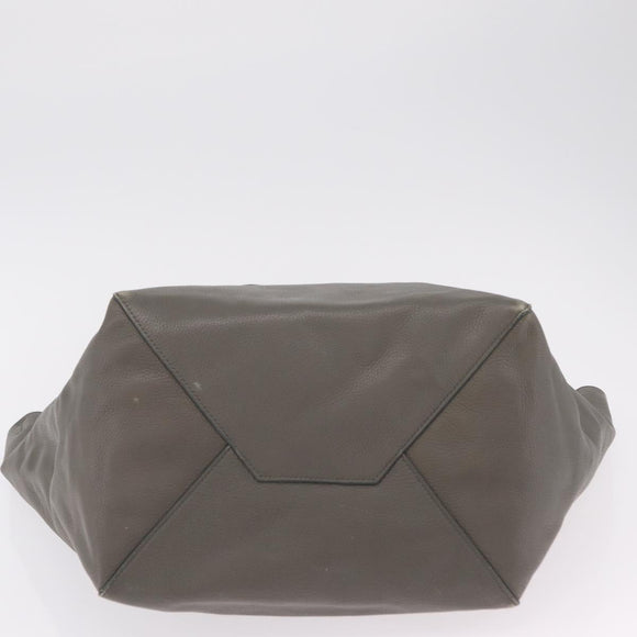 CELINE Cabas Phantom Tote Bag Leather Gray Silver Auth 201483