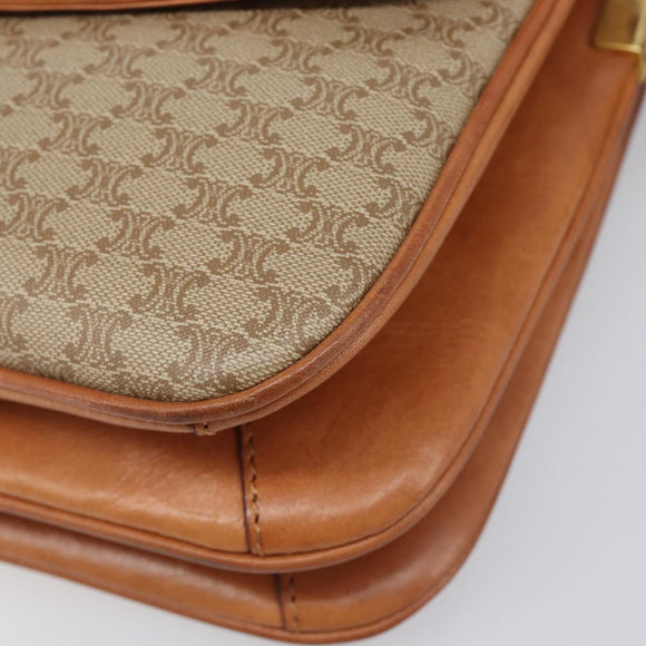 CELINE Macadam Canvas Shoulder Bag PVC Beige Gold Auth 201484A