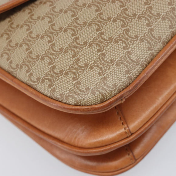 CELINE Macadam Canvas Shoulder Bag PVC Beige Gold Auth 201484A