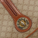 CELINE Macadam Canvas Shoulder Bag PVC Beige Gold Auth 201484A-20