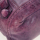 BALENCIAGA Covered Giant Day Hand Bag Leather Purple Silver 204527 Auth 201485V-16