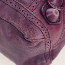 BALENCIAGA Covered Giant Day Hand Bag Leather Purple Silver 204527 Auth 201485V-17