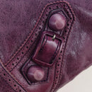 BALENCIAGA Covered Giant Day Hand Bag Leather Purple Silver 204527 Auth 201485V-20
