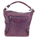 BALENCIAGA Covered Giant Day Hand Bag Leather Purple Silver 204527 Auth 201485V-13