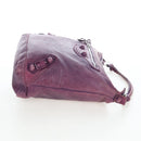 BALENCIAGA Covered Giant Day Hand Bag Leather Purple Silver 204527 Auth 201485V-4