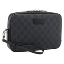 GUCCI GG Supreme Clutch Bag PVC Black Silver 495562 Auth 201486V-1