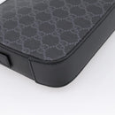 GUCCI GG Supreme Clutch Bag PVC Black Silver 495562 Auth 201486V-13