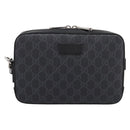 GUCCI GG Supreme Clutch Bag PVC Black Silver 495562 Auth 201486V-2