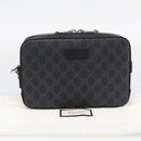 GUCCI GG Supreme Clutch Bag PVC Black Silver 495562 Auth 201486V-24