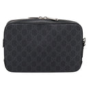 GUCCI GG Supreme Clutch Bag PVC Black Silver 495562 Auth 201486V-3