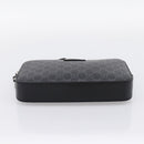 GUCCI GG Supreme Clutch Bag PVC Black Silver 495562 Auth 201486V-9