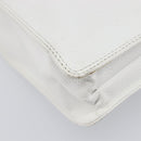 CHANEL COCO Mark Wood Hand Bag Caviar Skin White Gold CC Auth 201487V-11