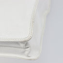 CHANEL COCO Mark Wood Hand Bag Caviar Skin White Gold CC Auth 201487V-12