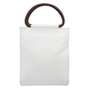 CHANEL COCO Mark Wood Hand Bag Caviar Skin White Gold CC Auth 201487V-3