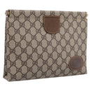 GUCCI GG Supreme Clutch Bag PVC Beige Gold 67 039 5229 Auth 201488-1