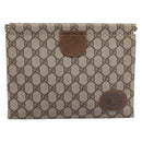 GUCCI GG Supreme Clutch Bag PVC Beige Gold 67 039 5229 Auth 201488-13